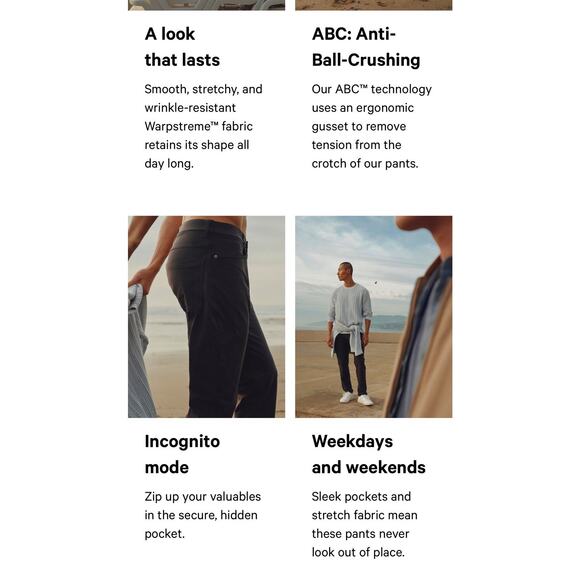 Lululemon Mens ABC Warpstream Black Pants 32x33 (slight Wear On button) - Picture 3 of 14